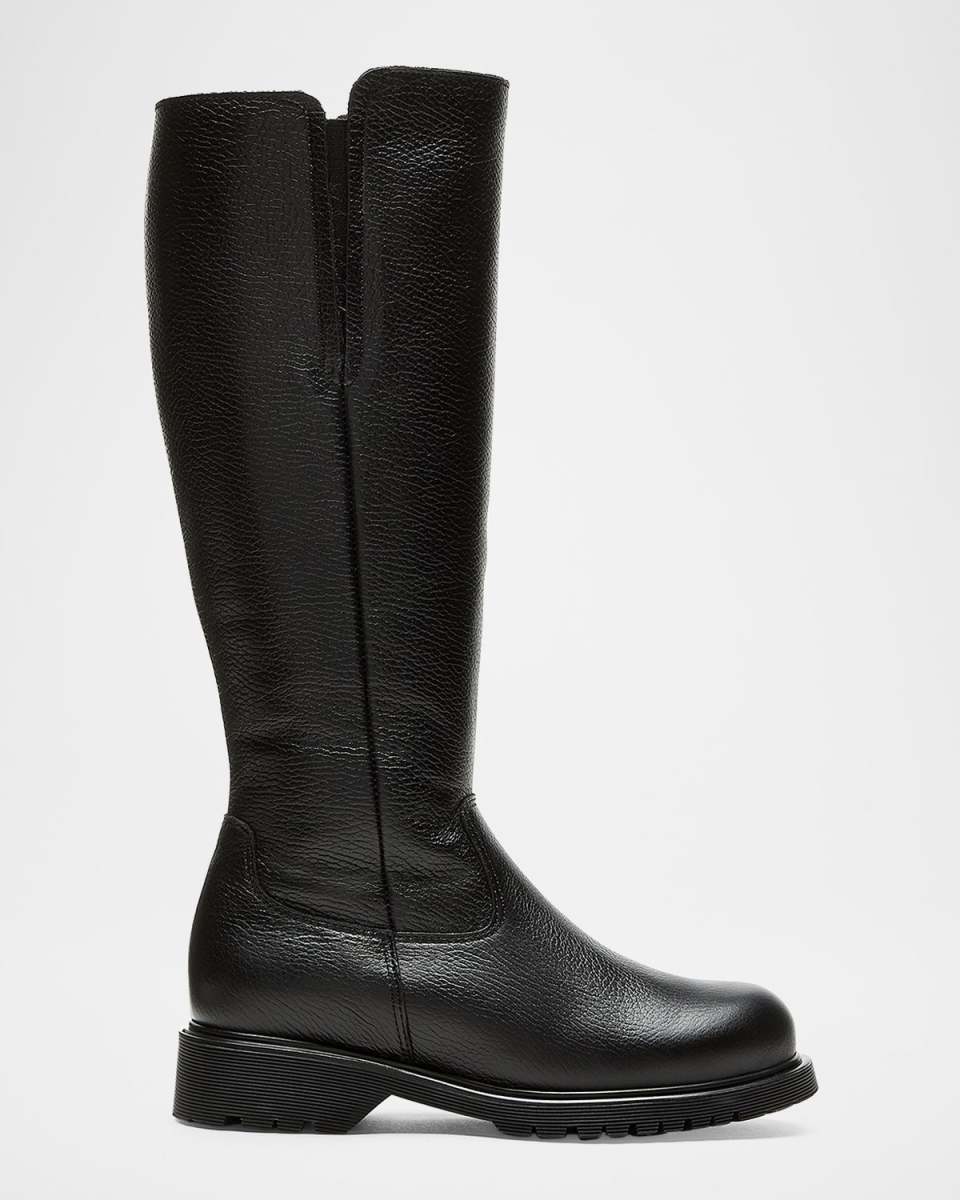 Harry Shearling-Lined Pebbled Leather Knee-High Boots